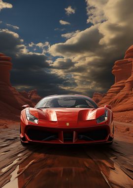 Red Ferrari in Desert