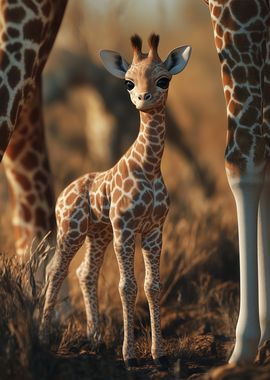 Baby Giraffe in Savanna