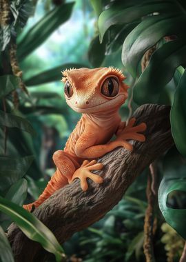 Cute Gecko on Branch