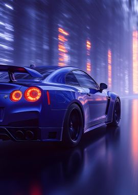 Blue Nissan Skyline GT-R