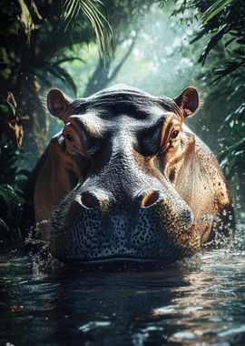 Hippopotamus in Jungle