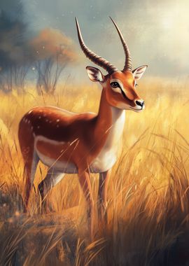 Impala in Golden Grass