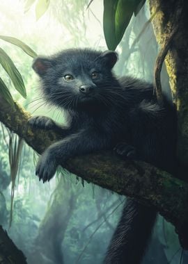 Black Binturong relaxing