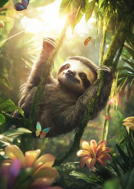 Sloth in Rainforest