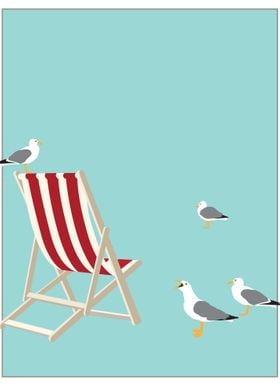BEACH CHAIR poster. Illustration in the style of Tom Pu ... 