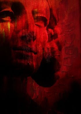 Red statue painting