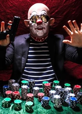 Clown caught playing poker