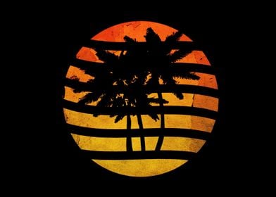 Palm Trees and Sunset - Vintage - Grunge Textures added ... 
