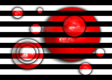 Illustration with red, black and white balls CB