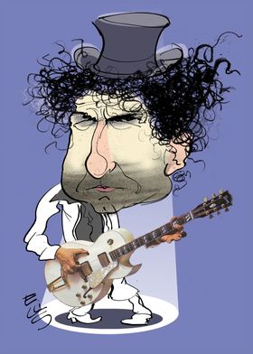 Create a caricature of Bob Dylan