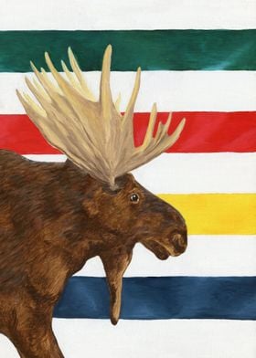 In Stitches. This piece profiles a moose set against th ... 