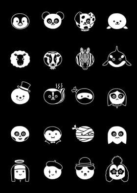 A guide to black and white creatures and characters.