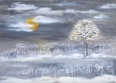 winter landscape painting with acrylic