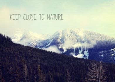 Photograph of the Cascade mountains with typography