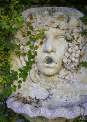 The face of on an old water fountain
