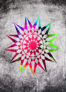 Colorful Trippy Star (vector) with Grunge background -  ... 