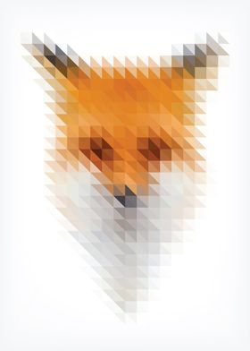 Fox portrait made of small triangles