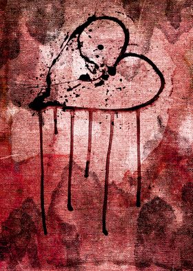 "Broken Heart" Conceptual work - Ink smears, blood drip ... 