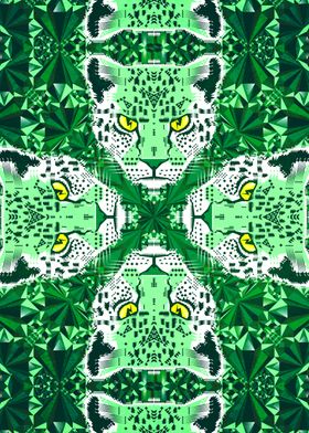 Emerald Leopard Geometric Pattern