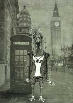 The punk rooster in London.