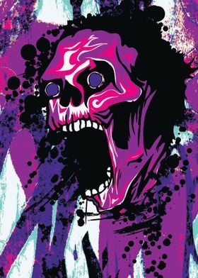 Cool Wicked Skull Zombie With Paint Splatters