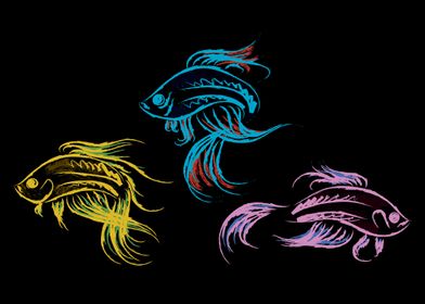 Neon Betta Fish (aka Siamese Fighting Fish)