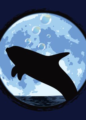Dolphin Bubbly In The Moonlight
