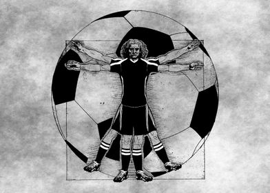 Vitruvian Soccer Player (B/W Tones)