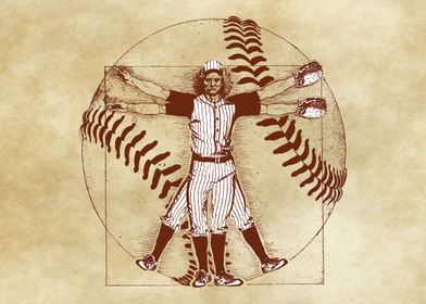 Vitruvian Baseball Player (Natural Tones)