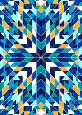 Triangles 2 abstract tribal blue pattern