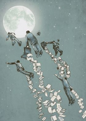 Flight of the Salary Men. A collab with Heidi Zito.