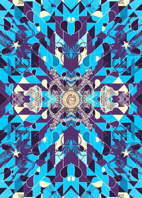 Triangles 2 abstract tribal blue pattern