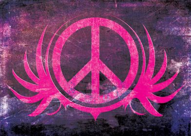 Peace Sign with Wings - Grunge
