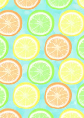 Citrus Wheels Aqua Painted citrus wheels, lemons, limes ... 