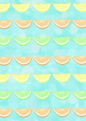 Citrus Smiles Stripes Painted lemons, limes and orange ... 
