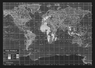 Vintage World Map in black