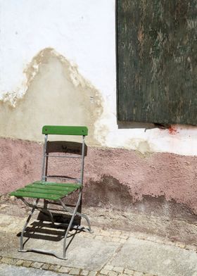 Green Chair on Sidewalk - Germany
