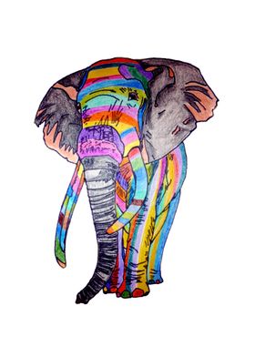 rainbow elephant colorful kids cute funny animals drawi ... 