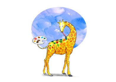 watercolor painting Artist giraffe