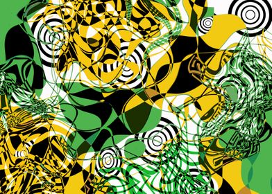 abstract  yellow green with circles
