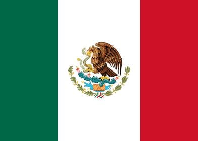 The flag of Mexico is a vertical tricolor of green, whi ... 