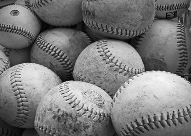 Vintage Baseballs in Black and White