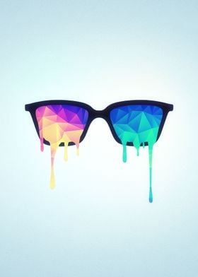 Psychedelic Nerd Glasses with Melting LSD/Trippy Color  ... 