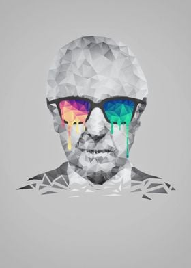 Albert Hofmann - Psychedelic Polygon Low Poly Portrait