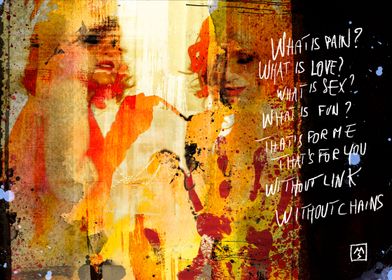 Whats pain? 70x50 digital painting and poetry with gold ... 