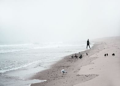 Surfer on Minimalist Beach