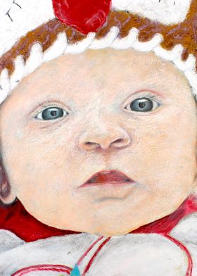 Baby portrait using pastels on canvas