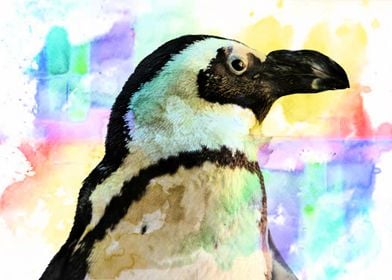 Penguin in the Watercolor