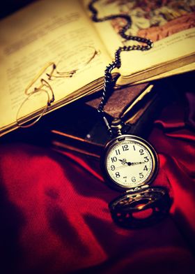 Still life with an old pocket watch
