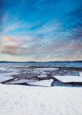 Taken in winter at Lake Tahoe, Nevada, the partially fr ... 